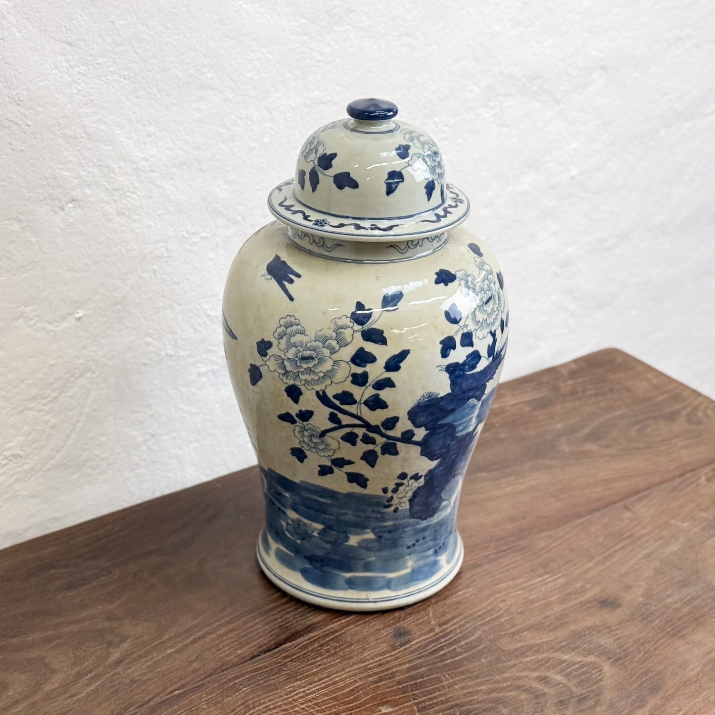 Peony & Bird Porcelain Temple Jar