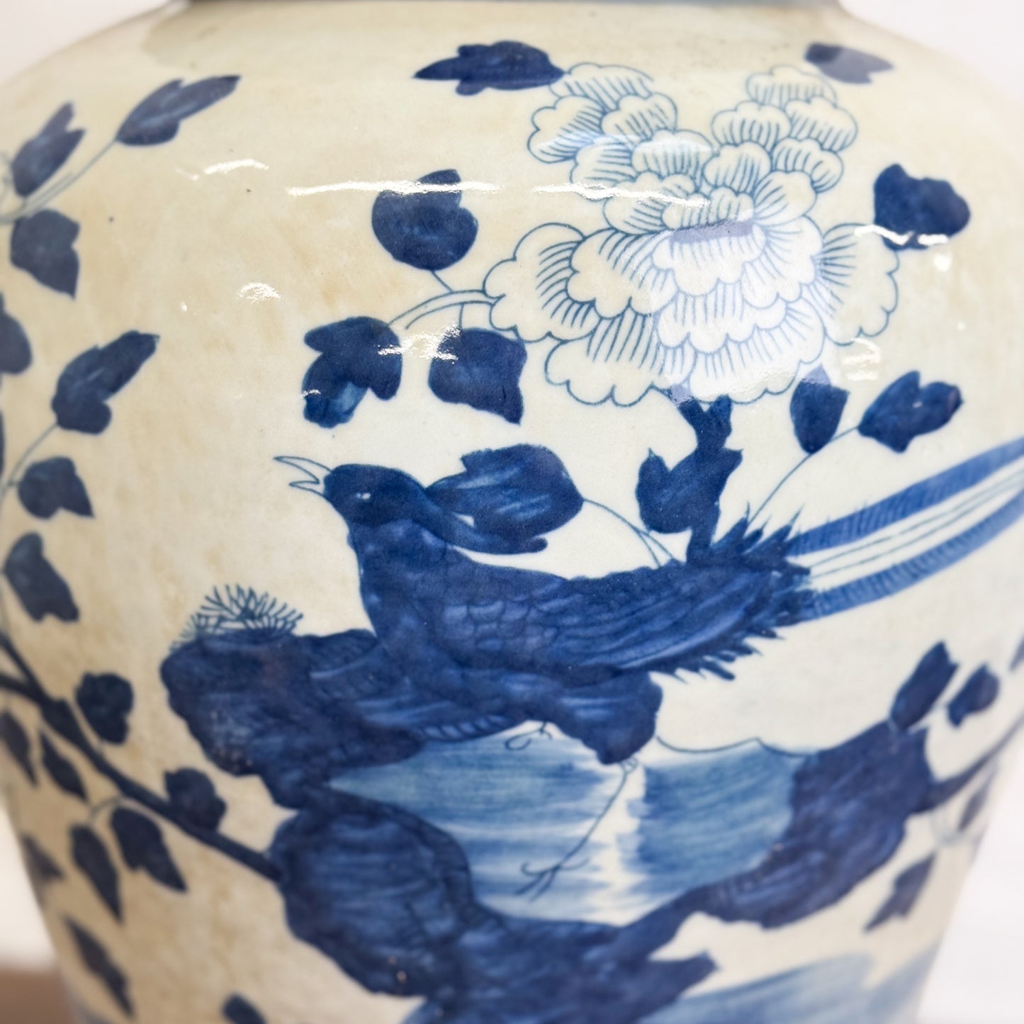 Peony & Bird Porcelain Temple Jar