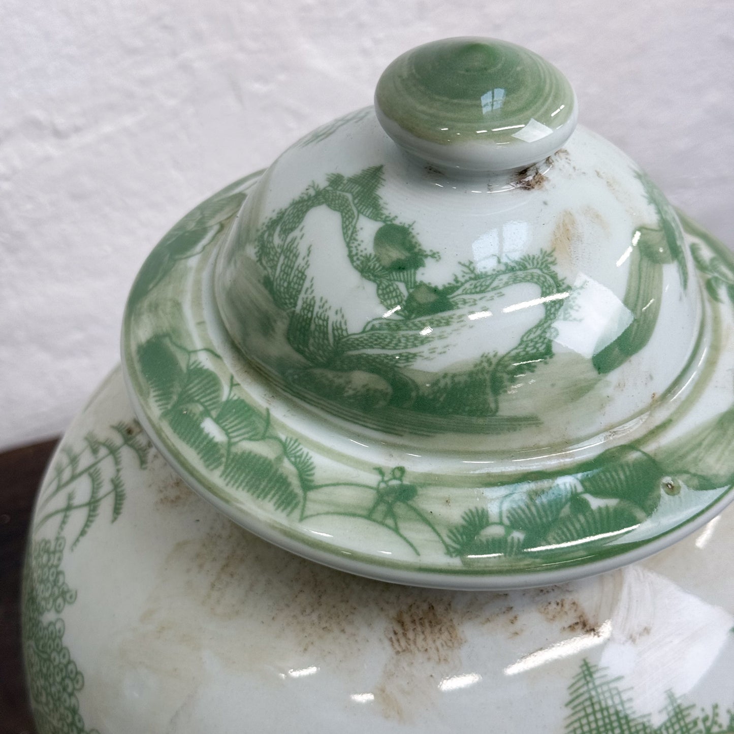 Countryside Squat Porcelain Temple Jar