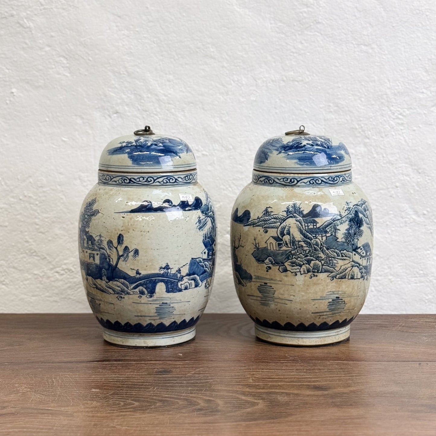 Village Scape Lidded Porcelain Jar