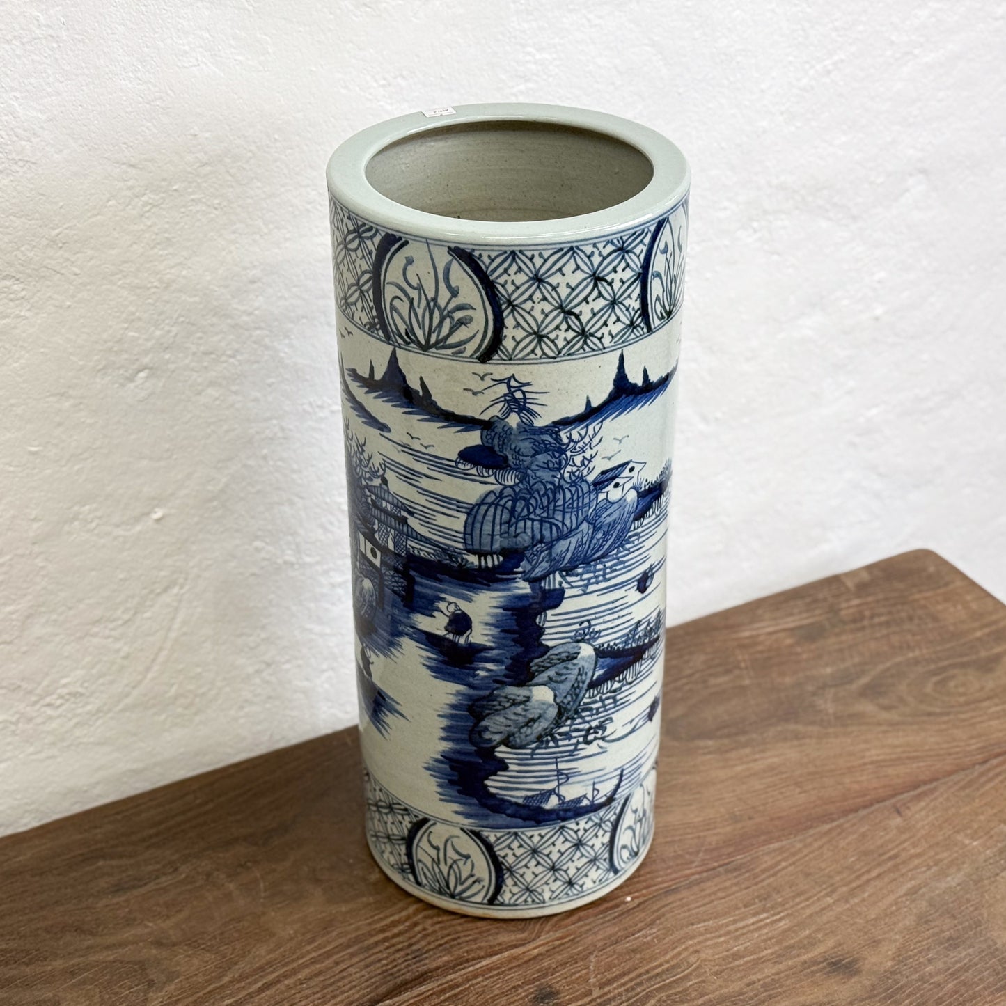 Village Scene Porcelain Umbrella Stand