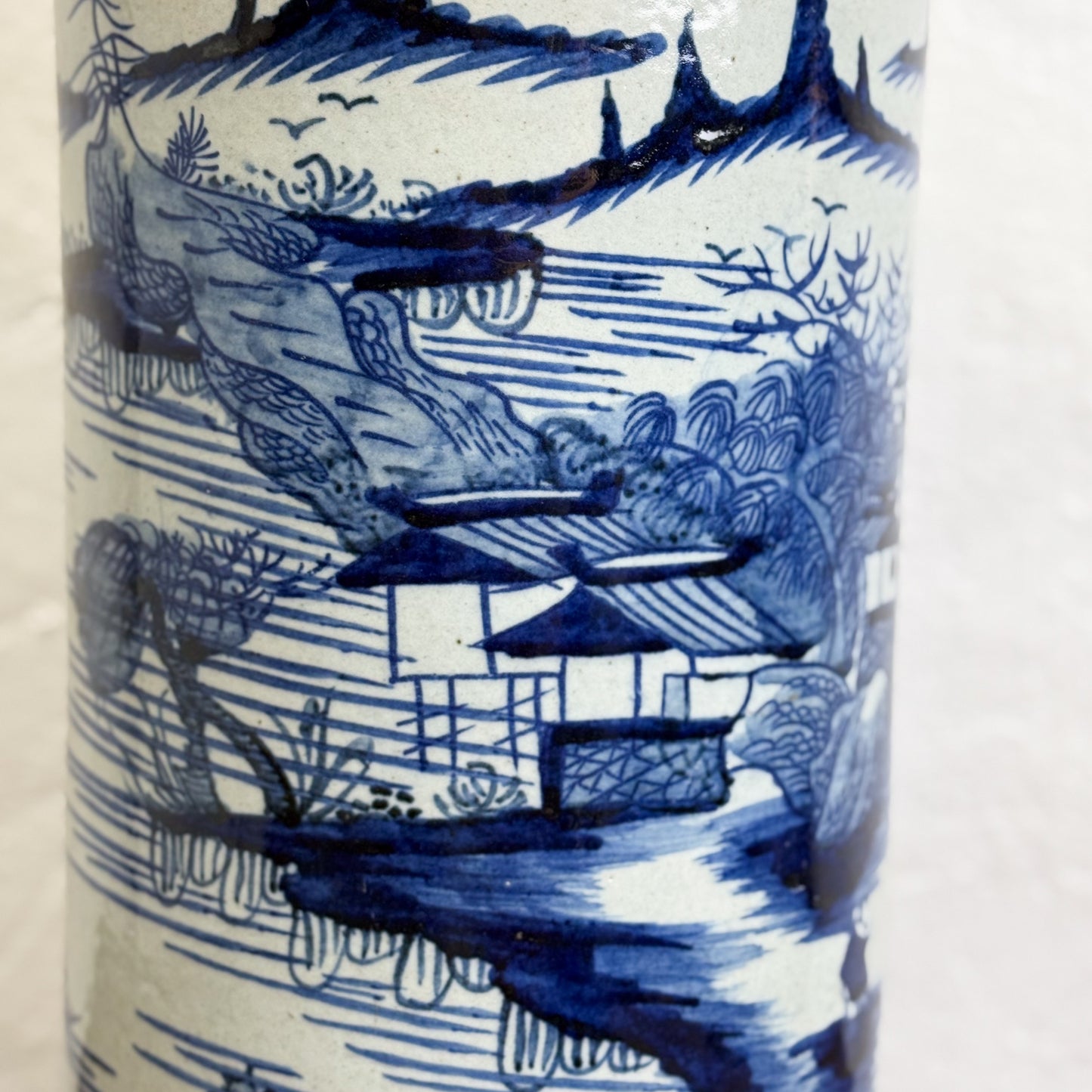 Village Scene Porcelain Umbrella Stand