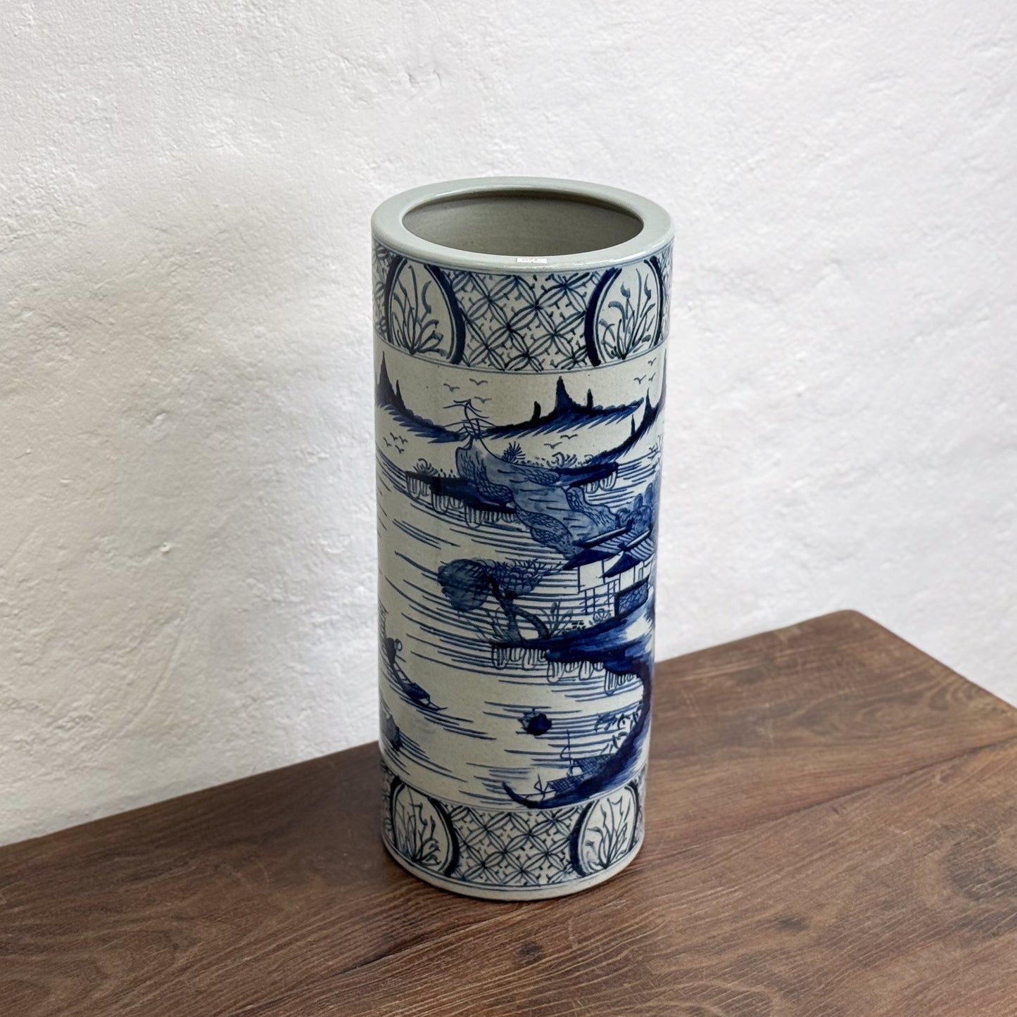 Village Scene Porcelain Umbrella Stand