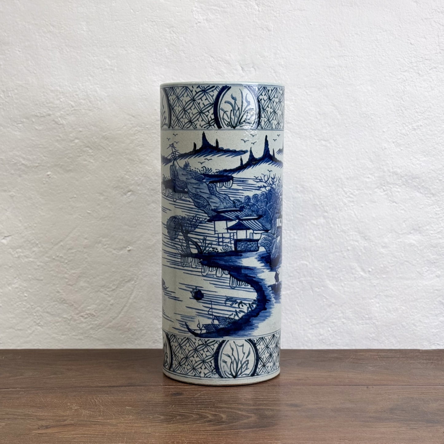 Village Scene Porcelain Umbrella Stand