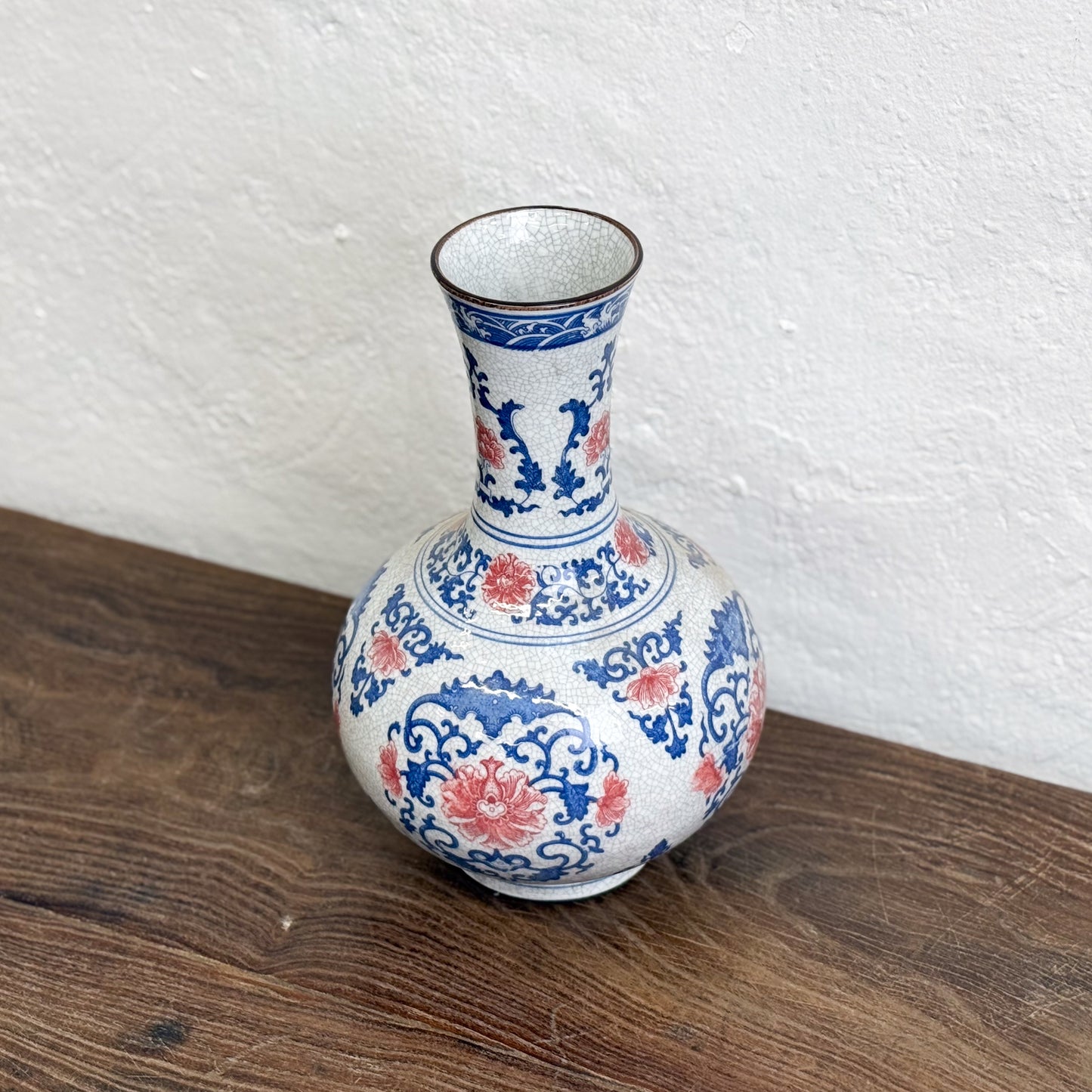 Two-Tone Floral Porcelain Vase