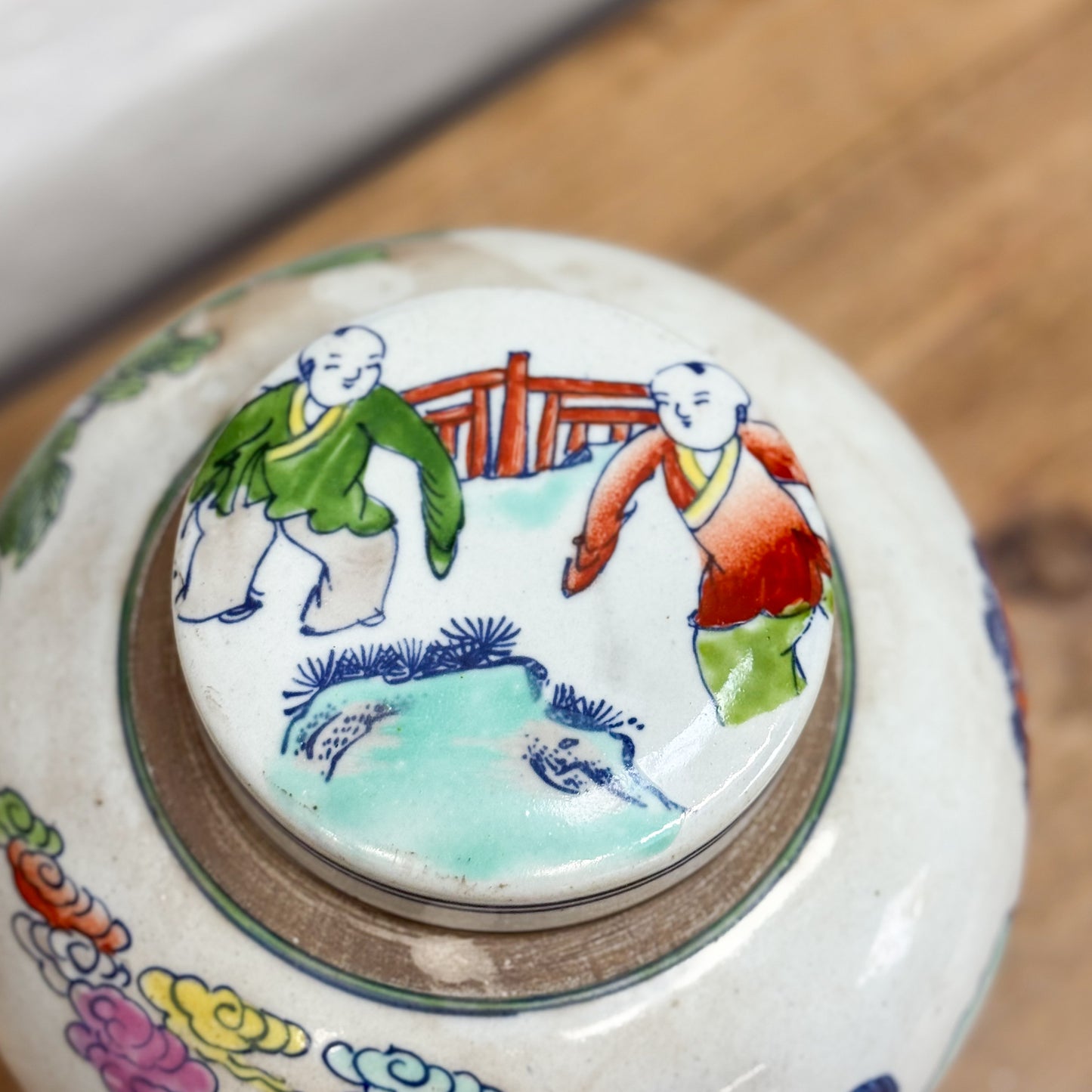 Painted Multicolour Porcelain Ginger Jar
