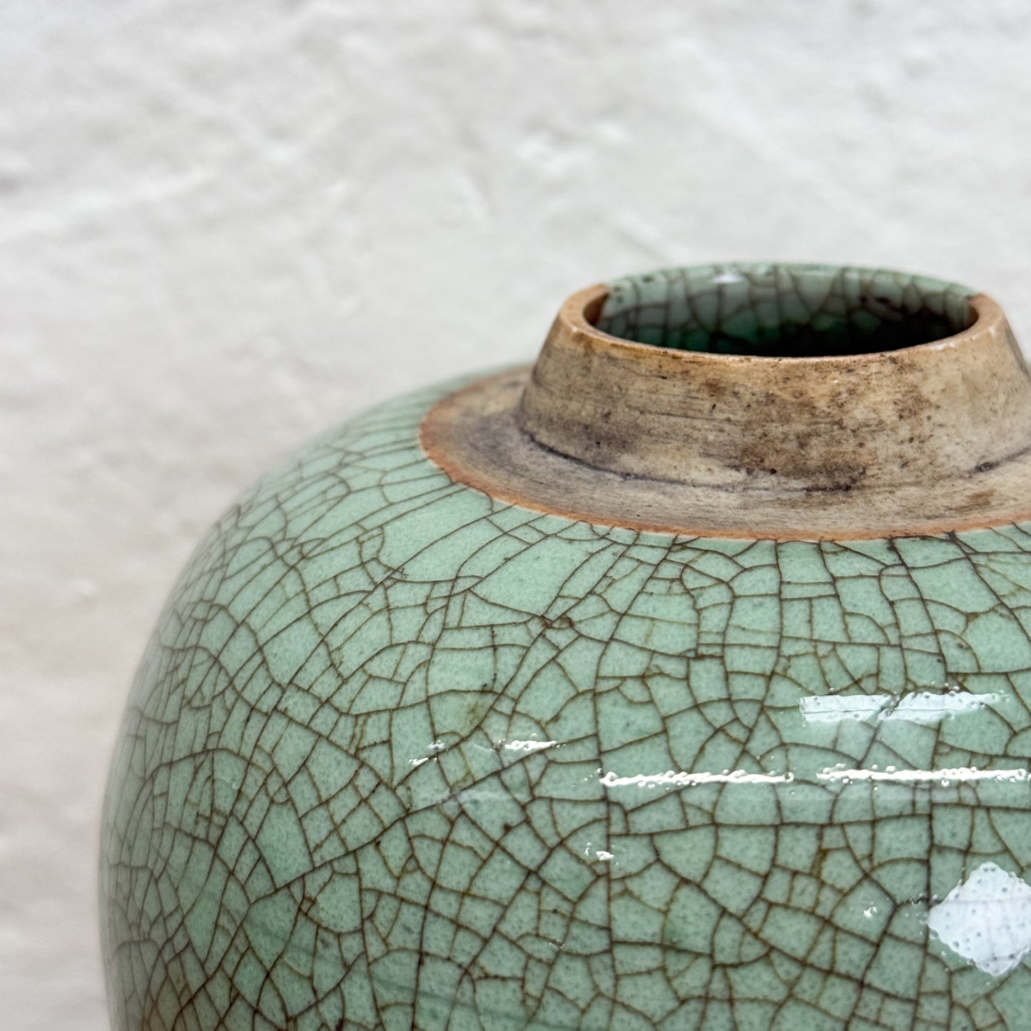 Green Crazed Ginger Jar