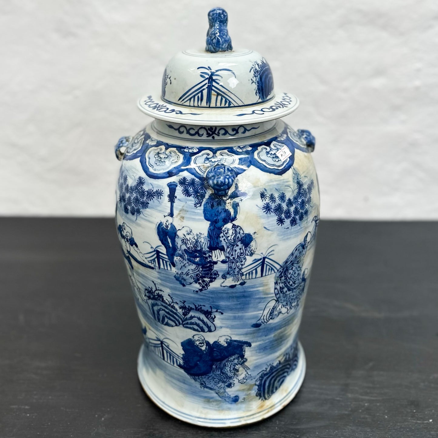 Country Scene Porcelain Temple Jar