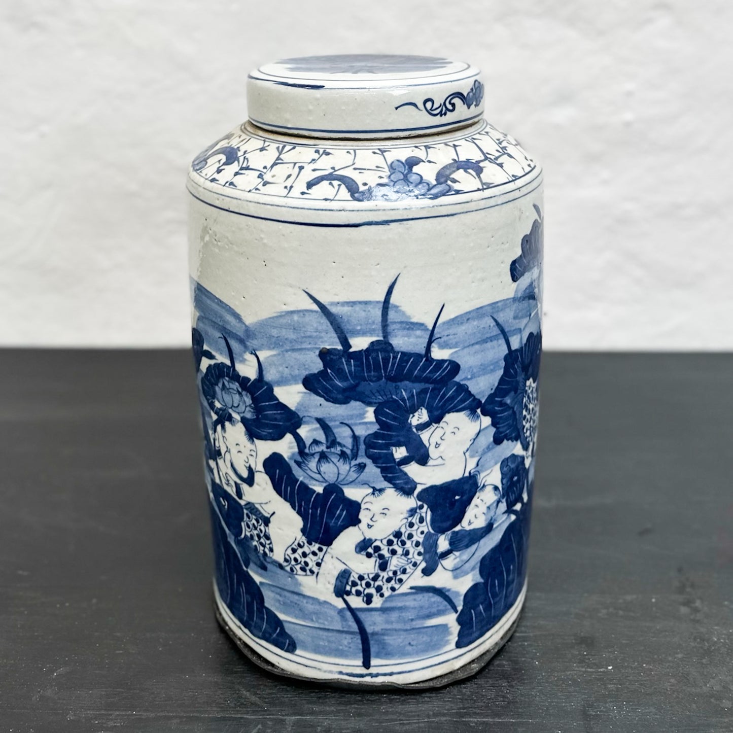 Lily Pond Cylinder Porcelain Jar