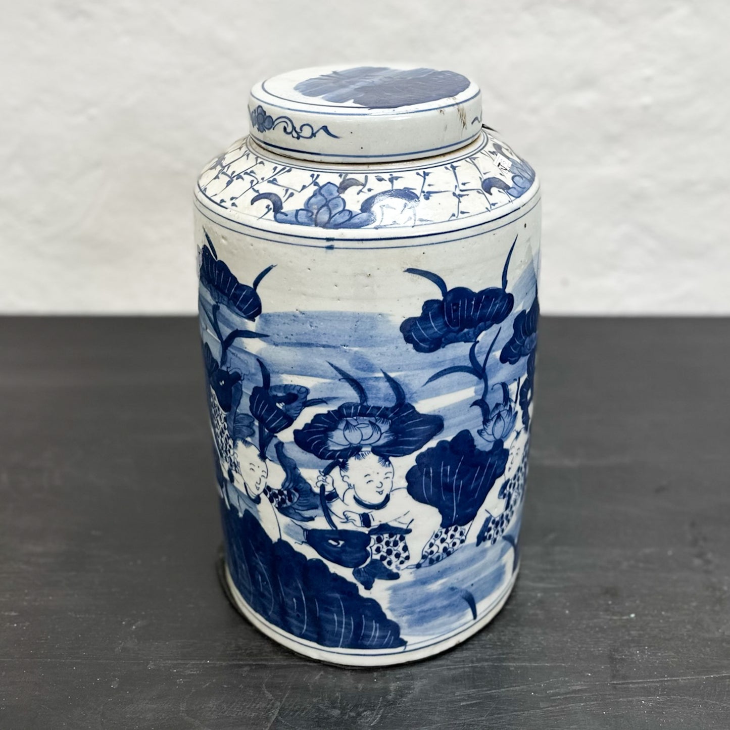 Lily Pond Cylinder Porcelain Jar