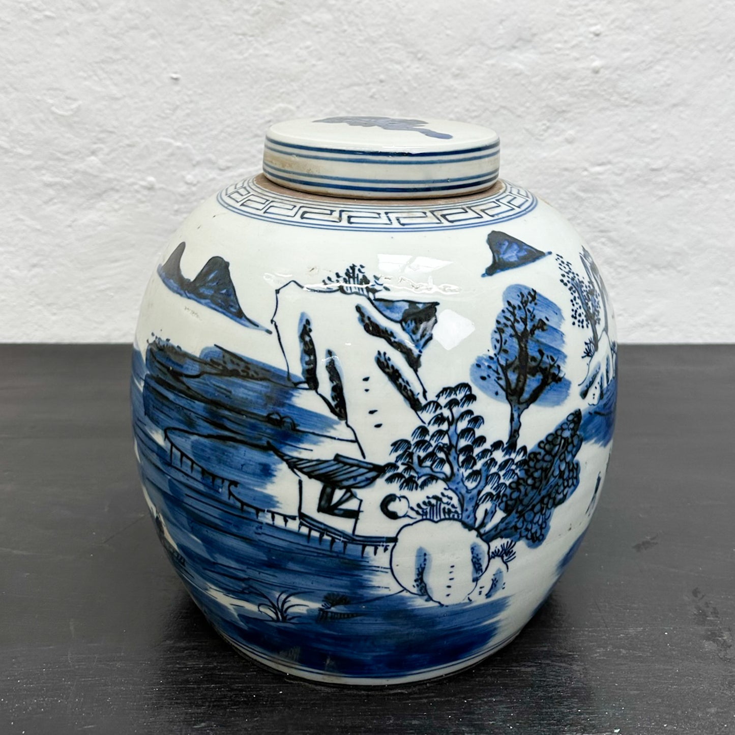Mountain Scene Porcelain Ginger Jar