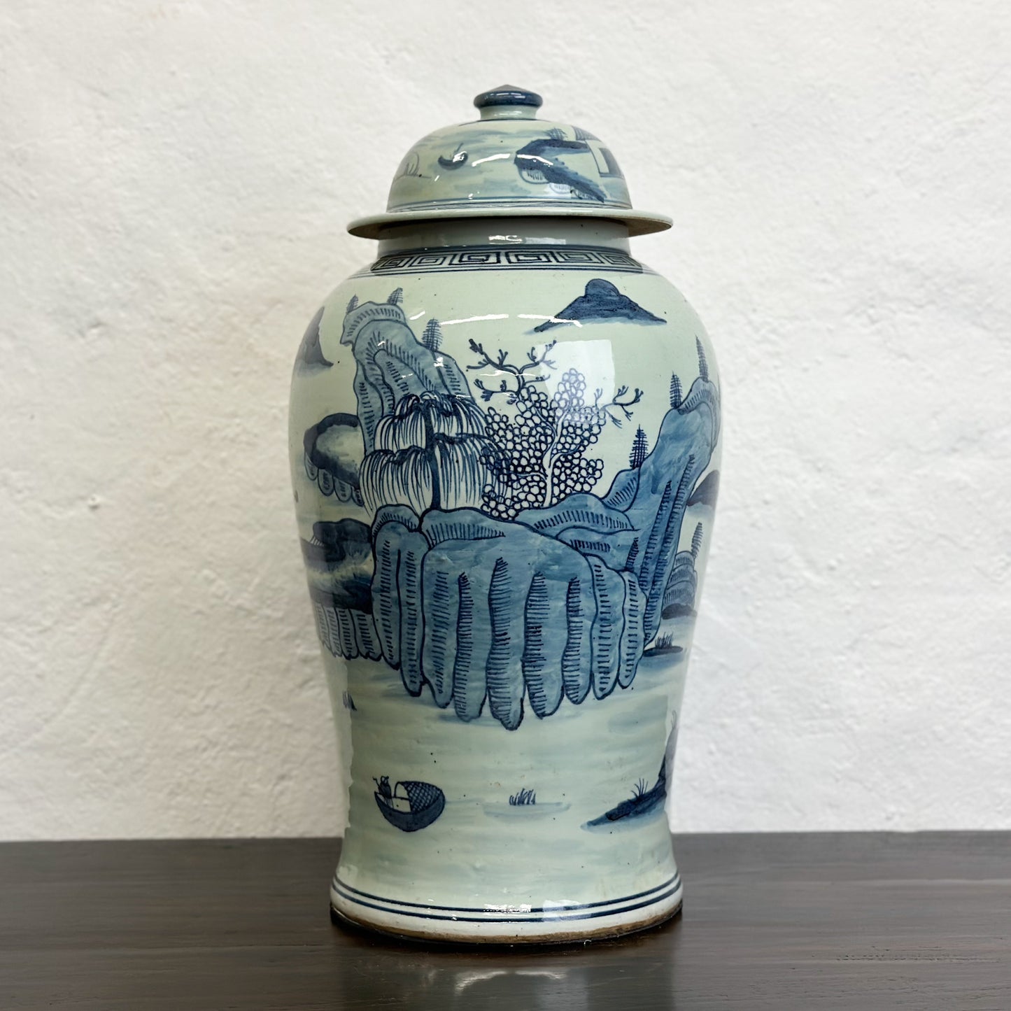 Chinese-Blue-and-White-Porcelain-Temple-Jar-Mountain-Village