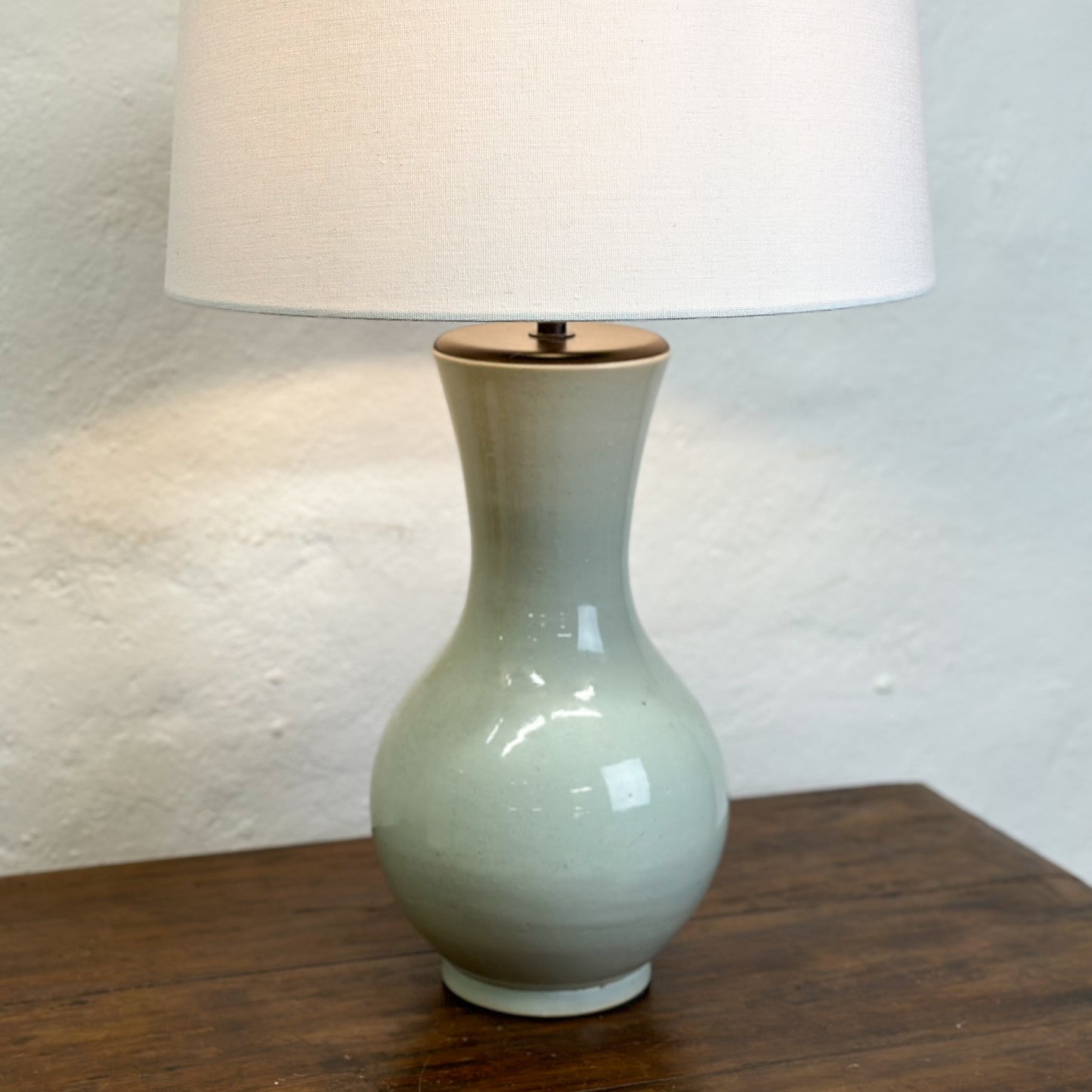 Globular Celadon Porcelain Lamp Base
