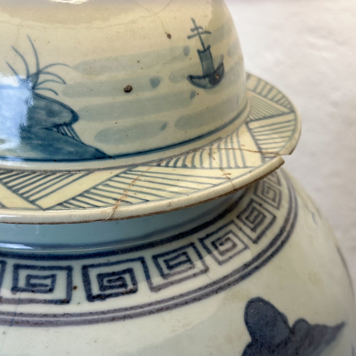 Village Scene Porcelain Temple Jar Lamp Base