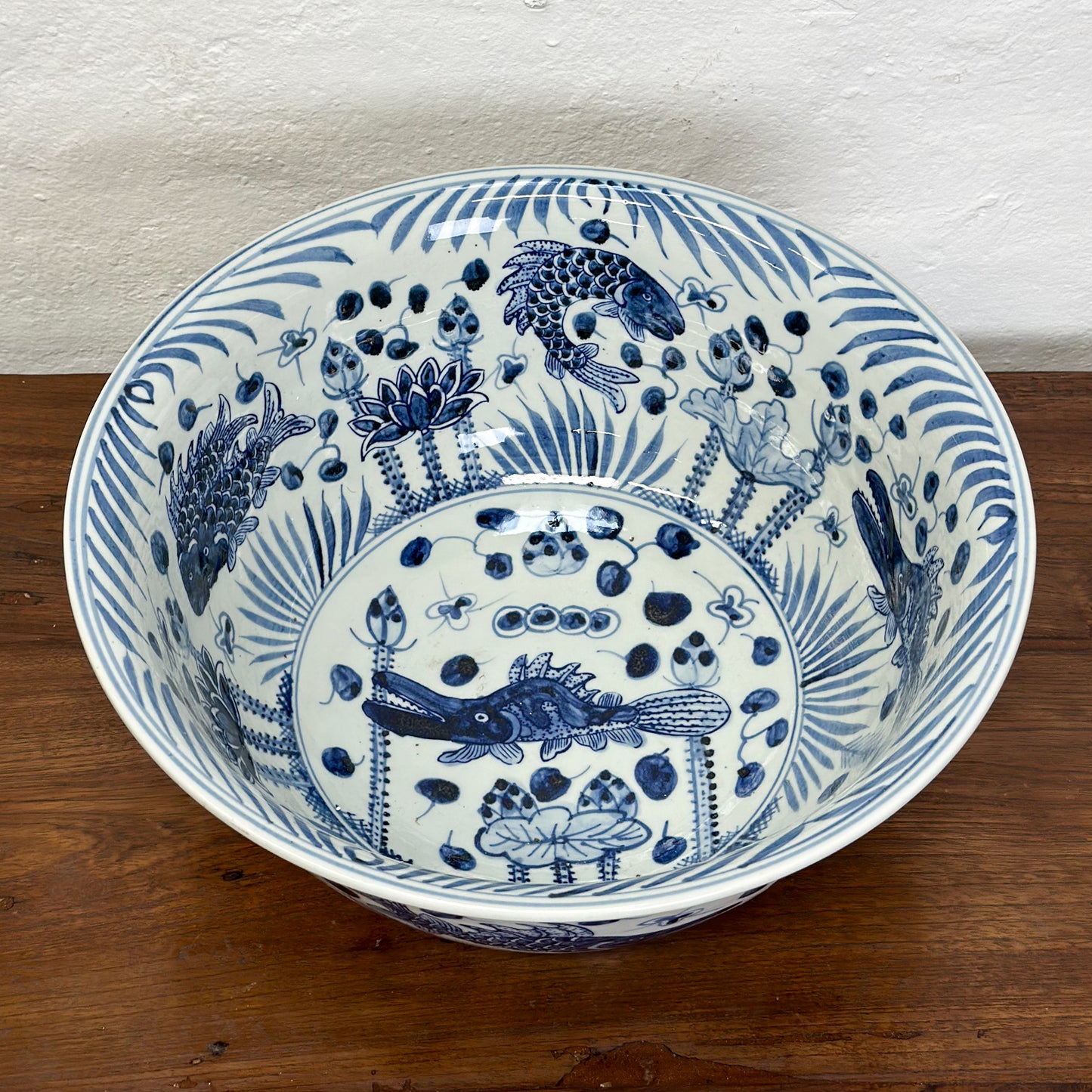 Large Fish Pond Porcelain Bowl