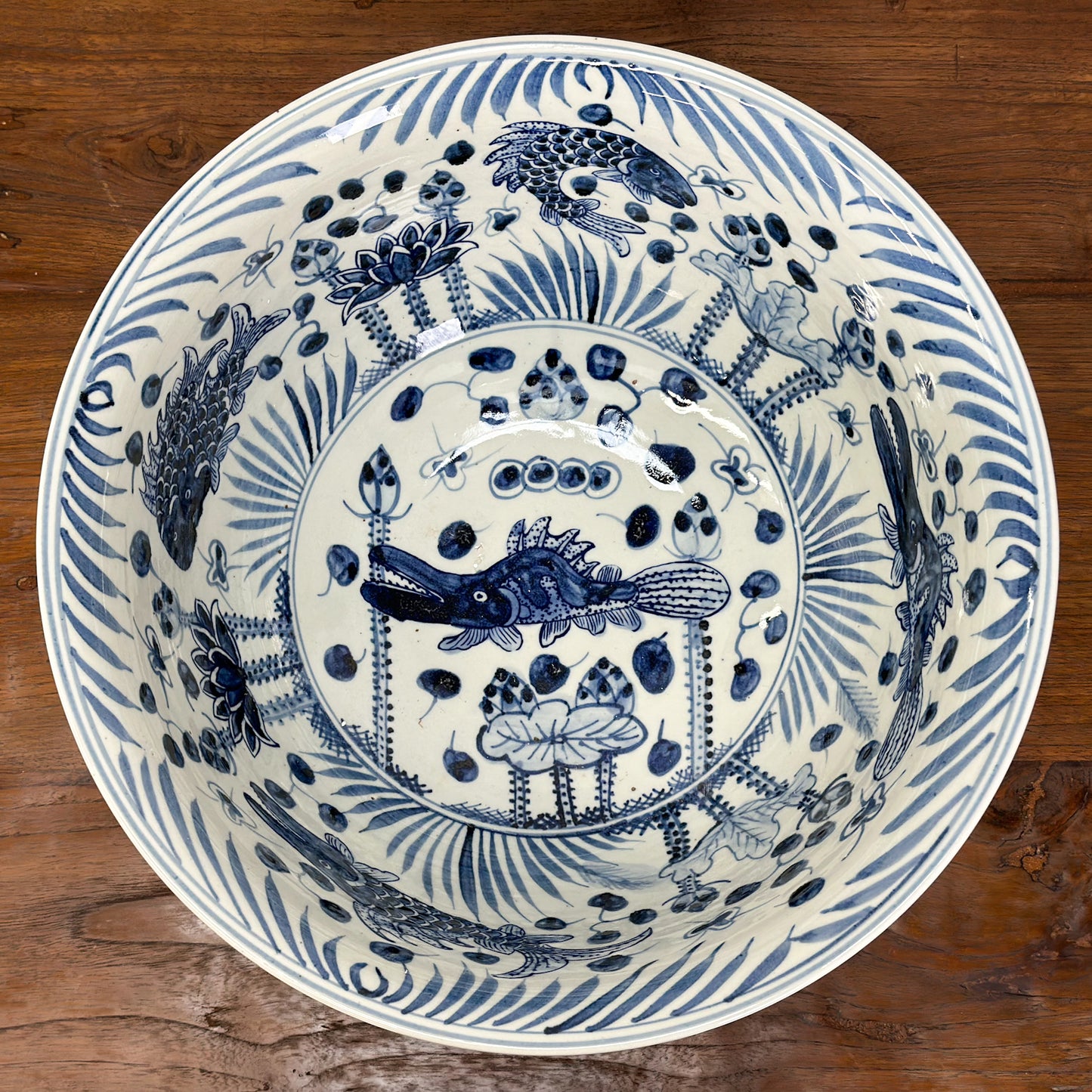Large Fish Pond Porcelain Bowl