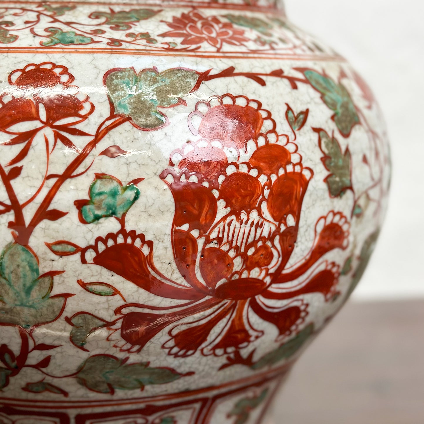 Yuan Style Red & Green Porcelain Vase