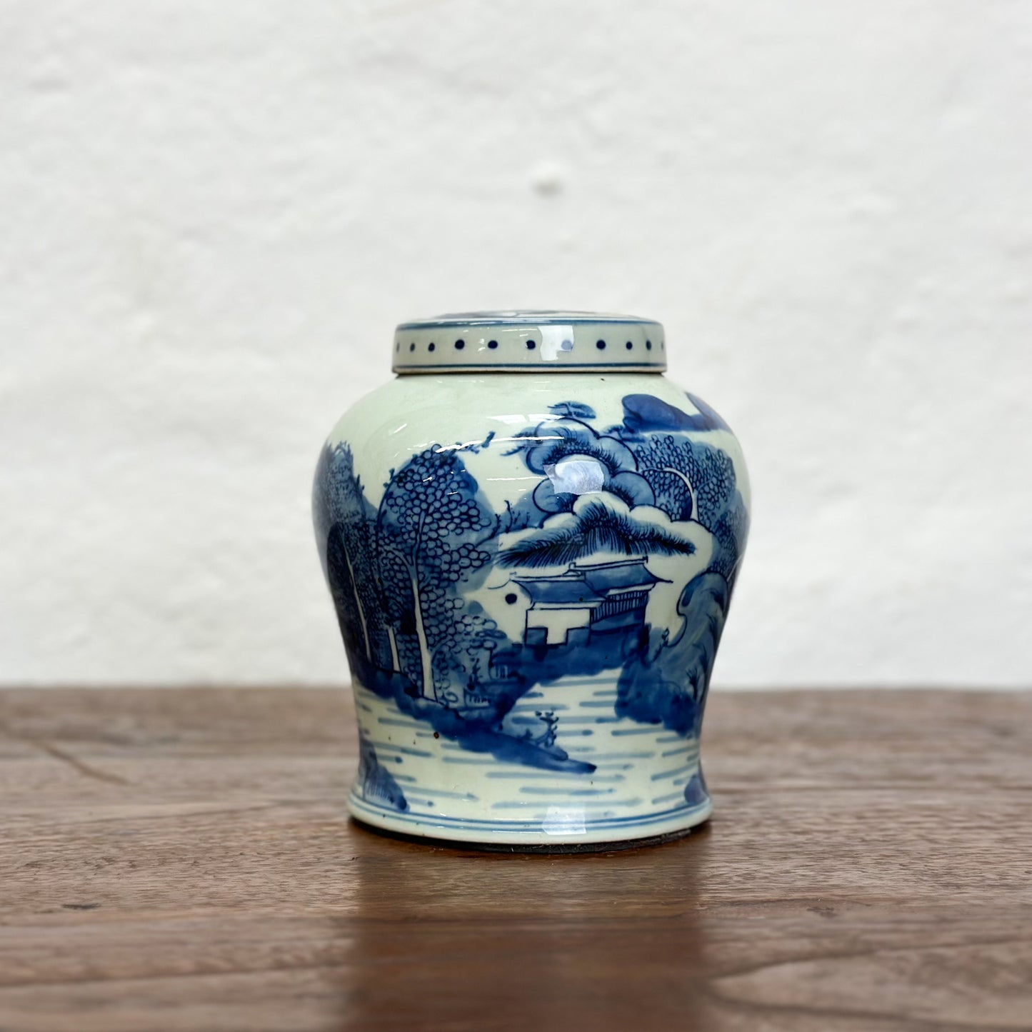 River Scene Porcelain Jar