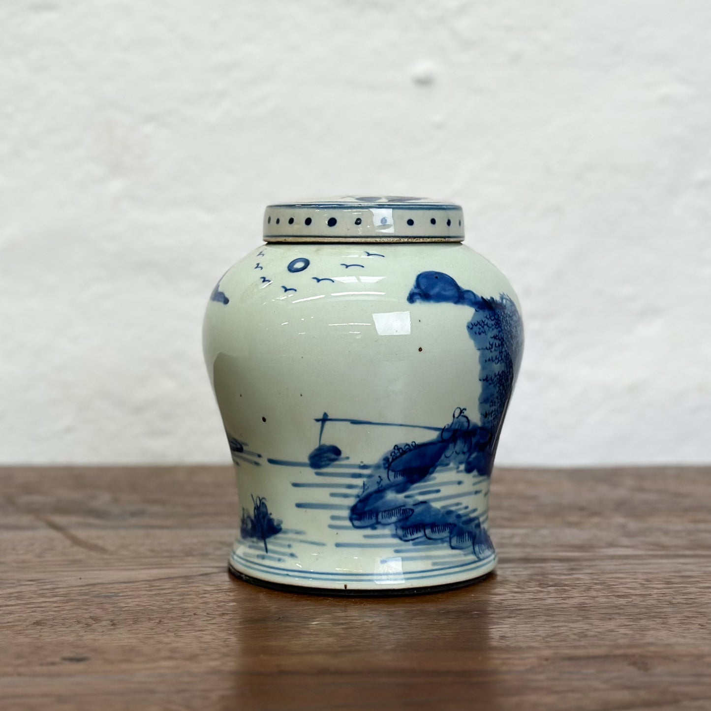 River Scene Porcelain Jar