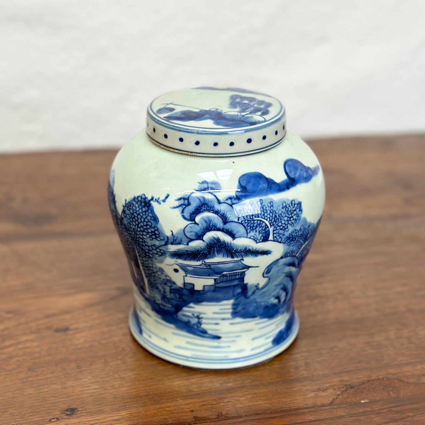 River Scene Porcelain Jar
