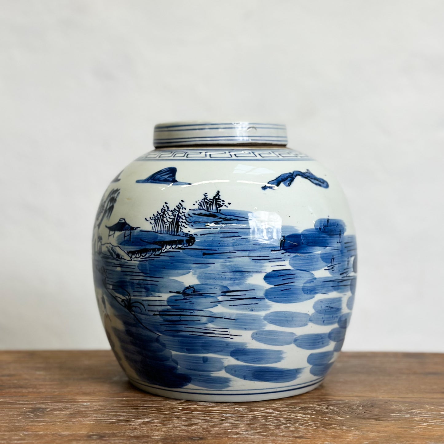 Lake Scene Porcelain Ginger Jar