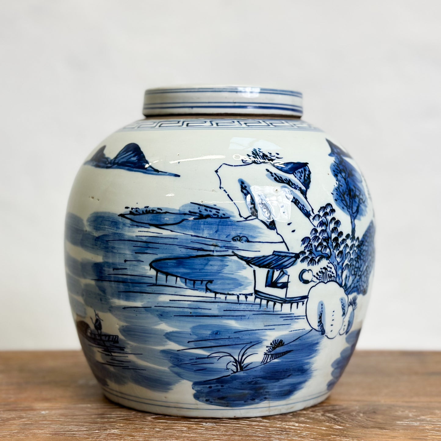 Lake Scene Porcelain Ginger Jar