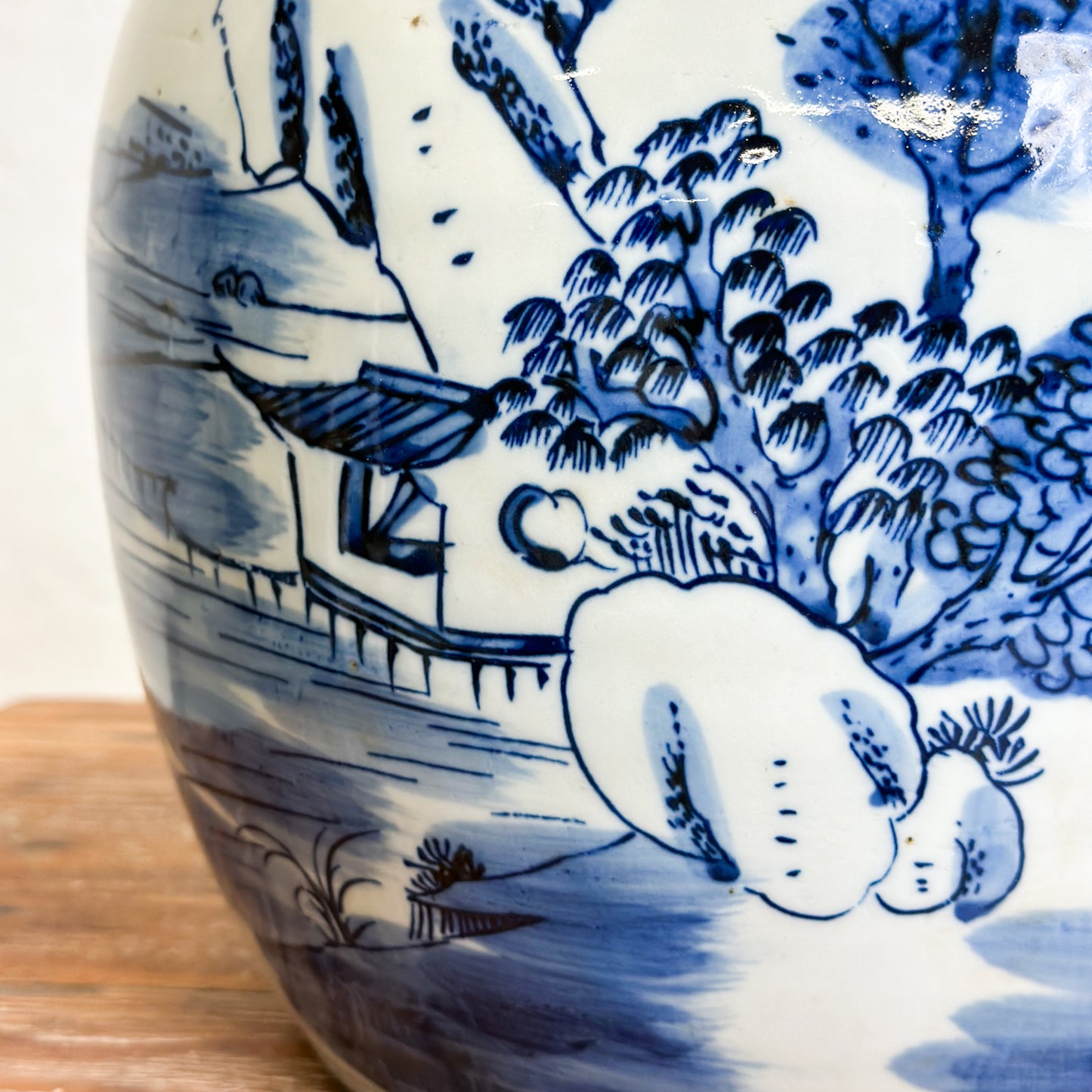 Lake Scene Porcelain Ginger Jar
