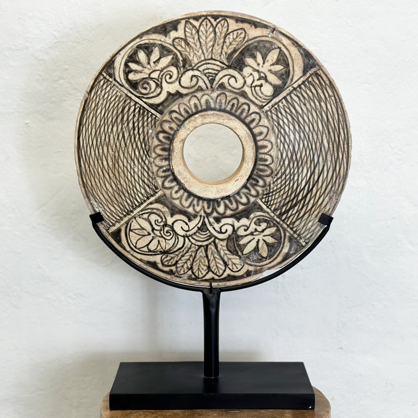 Painted Stone Disc on Stand