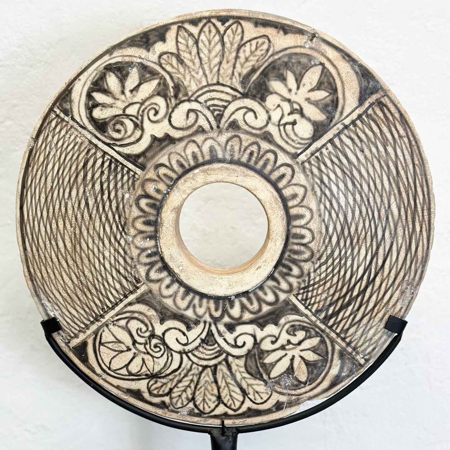 Painted Stone Disc on Stand