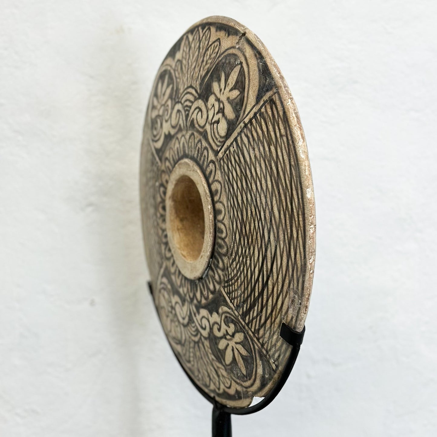 Painted Stone Disc on Stand