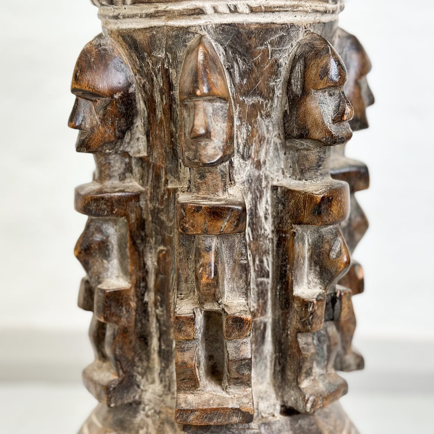 Vintage Baule Stool with Figures - Ivory Coast