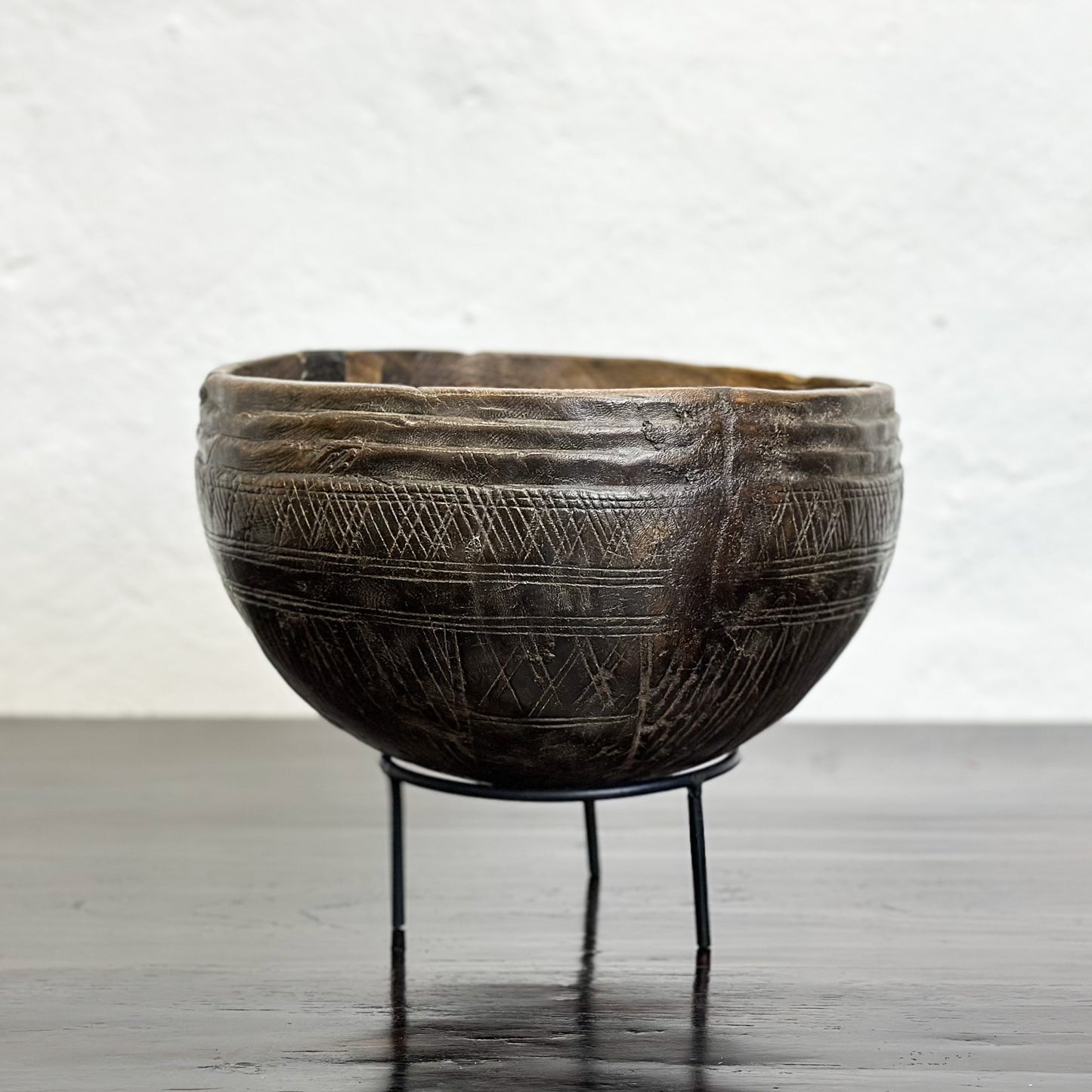 Carved Nupe Bowl on Stand - Nigeria