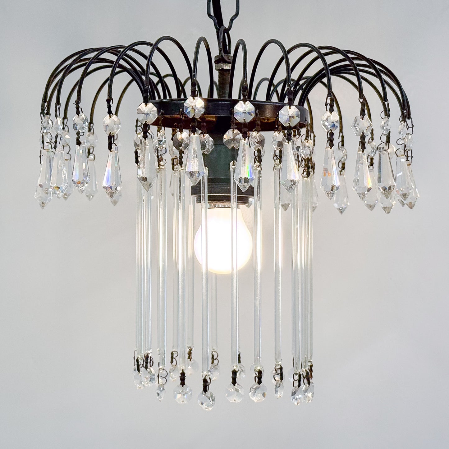 Arched Metal Lamp with Crystal