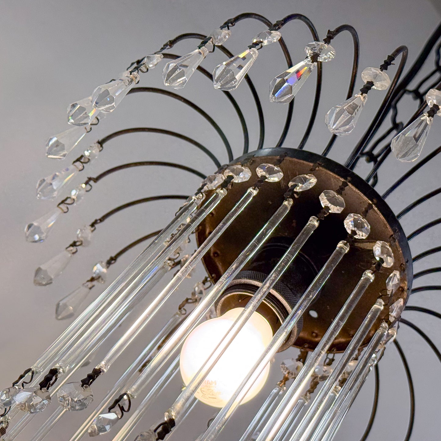 Arched Metal Lamp with Crystal