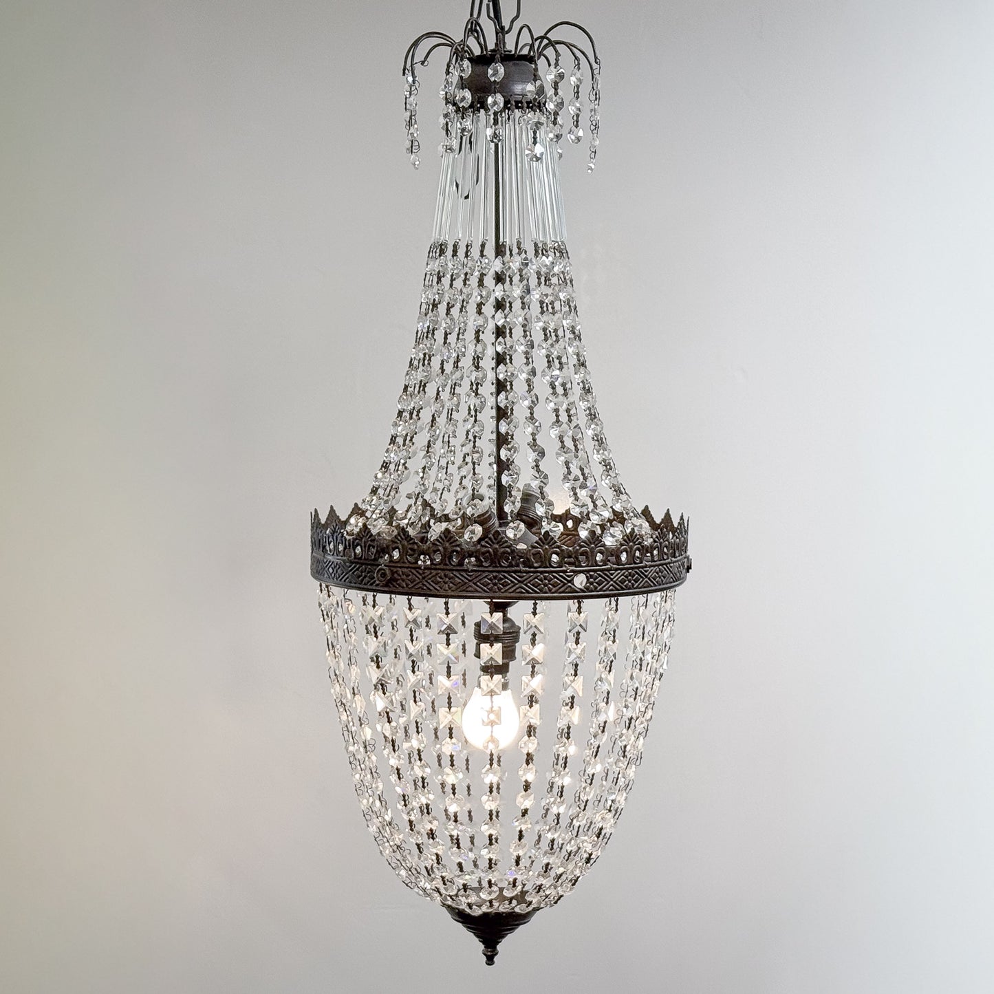Hanging Metal Lamp with Crystal