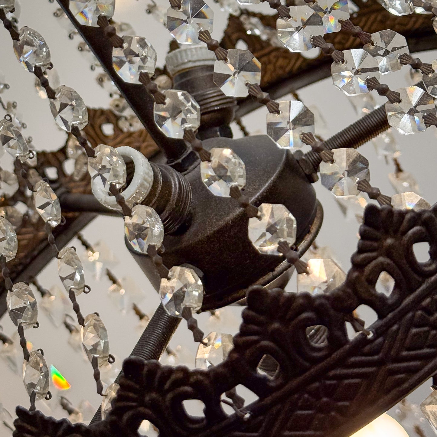 Hanging Metal Lamp with Crystal