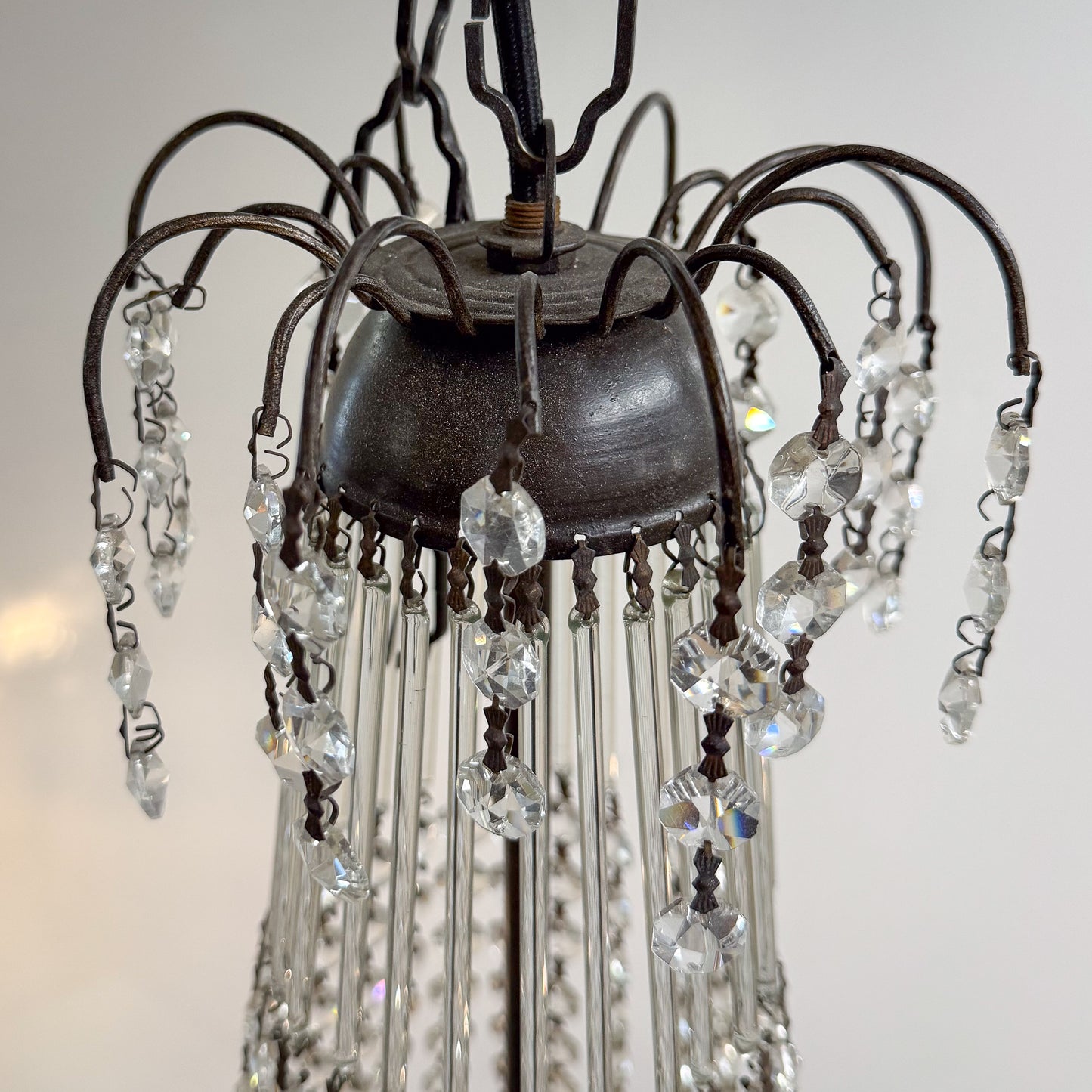Hanging Metal Lamp with Crystal