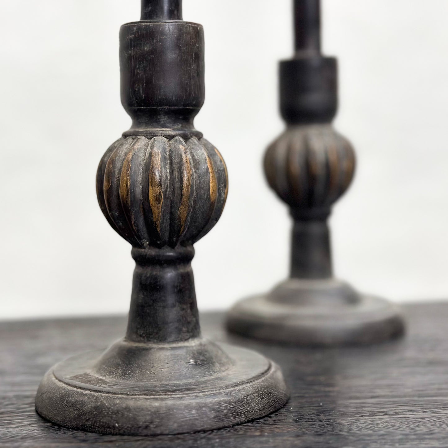 Carved Timber Candle Stick