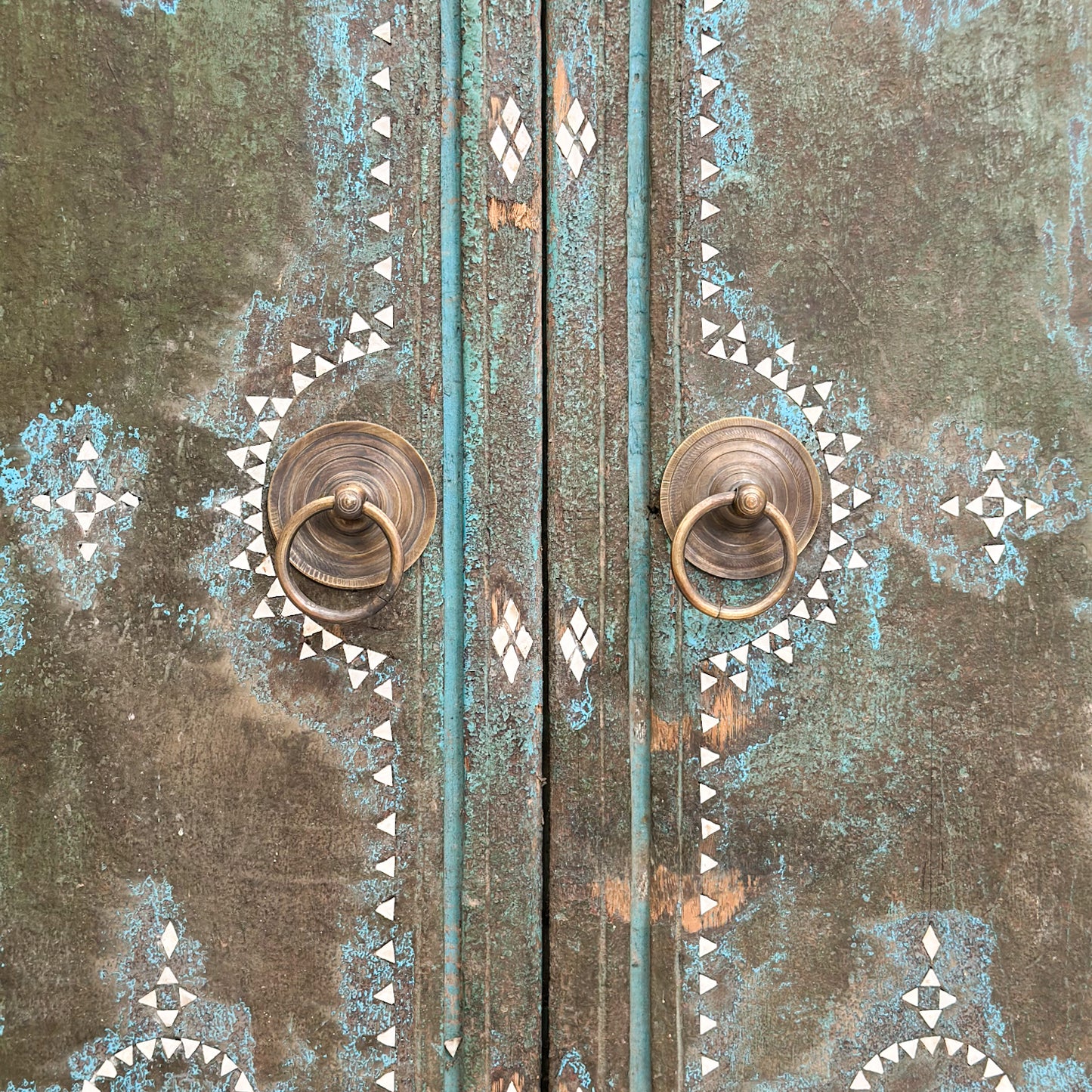 Decorative Balinese Door with Shell Inlay