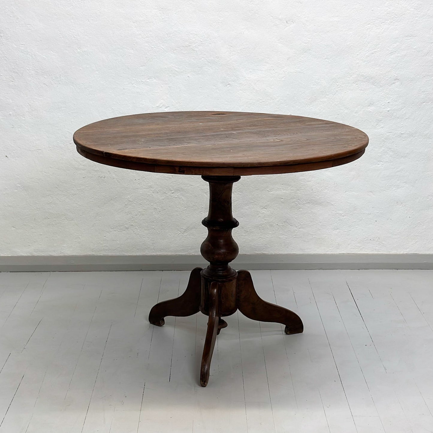 Round Vintage Teak Pedestal Table