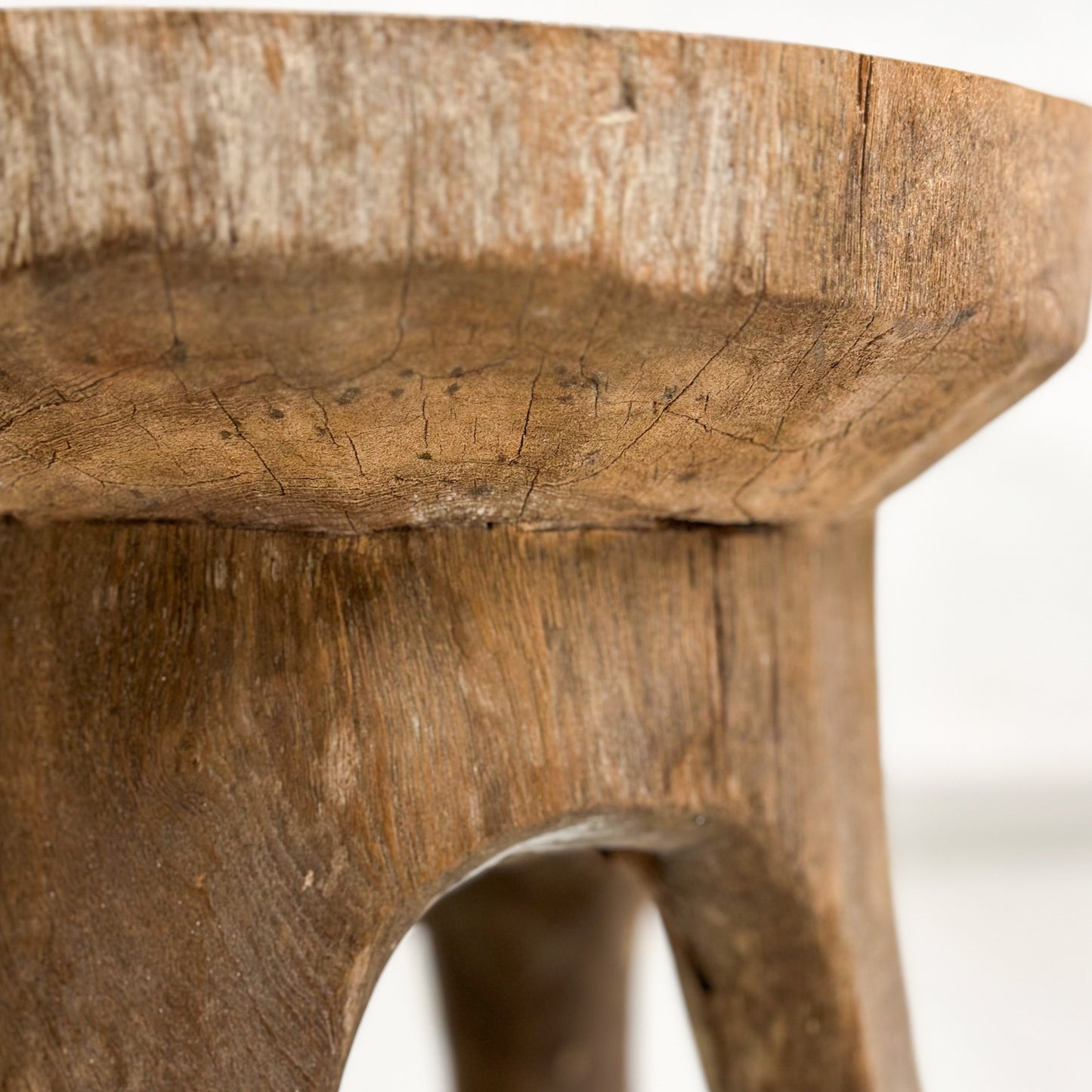Lesung Carved Teak Stool