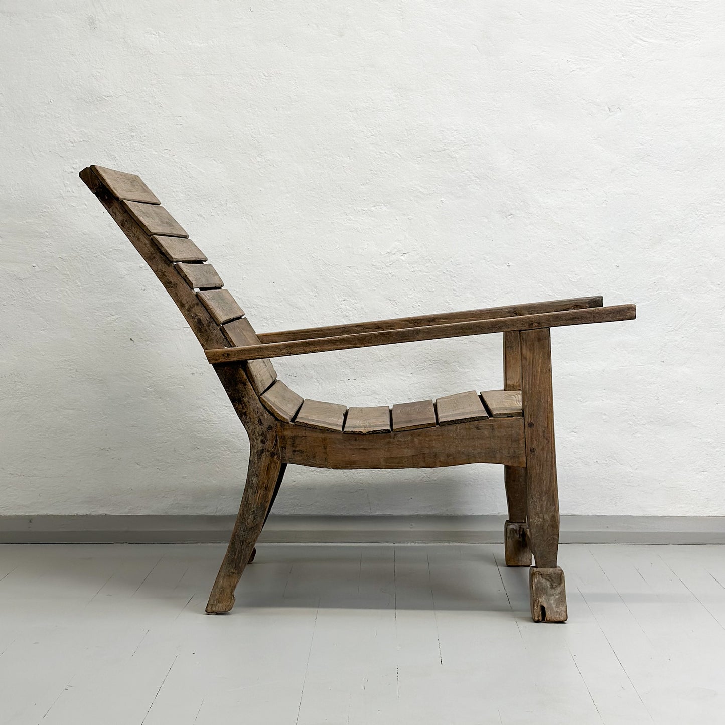 Vintage Slatted Timber Reclining Chair