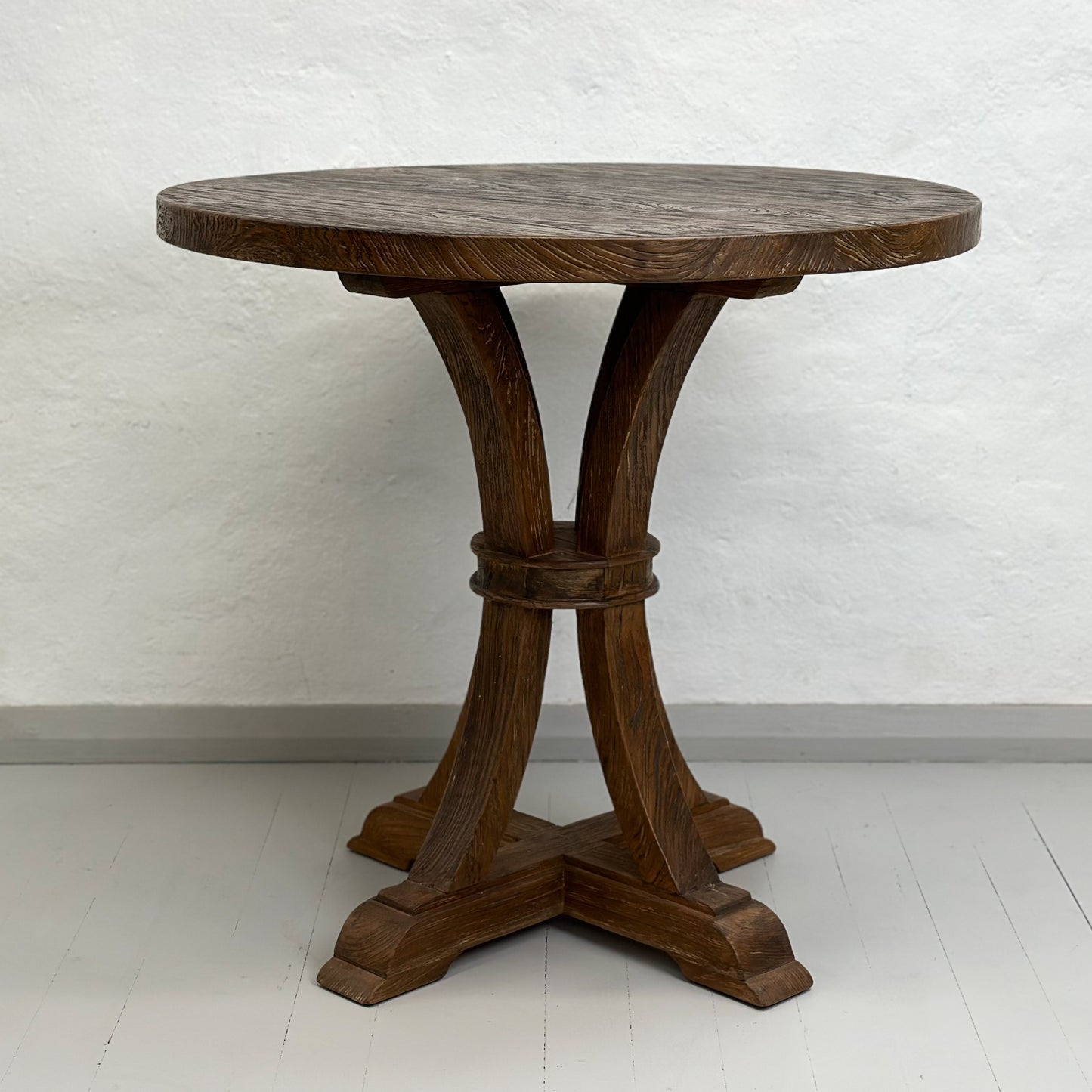 Vintage Teak Cross Leg Pedestal Table