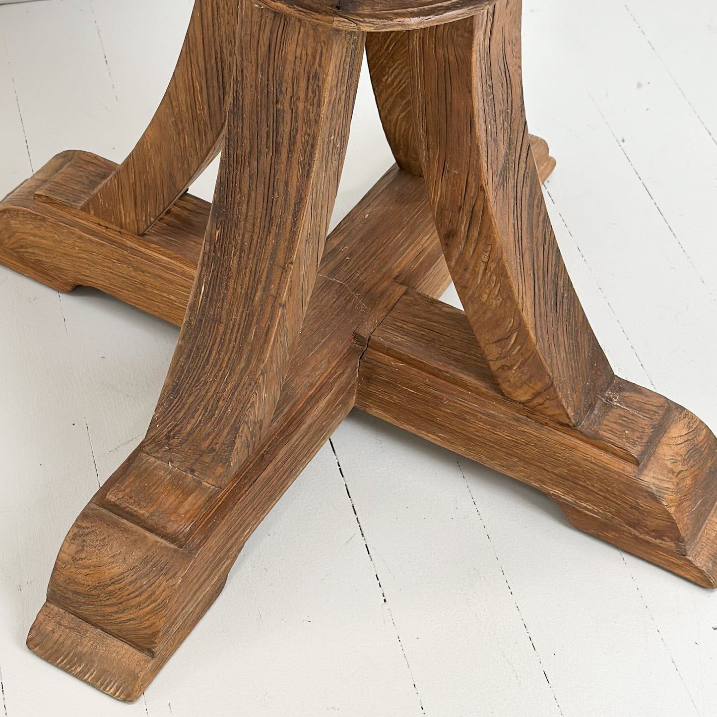 Vintage Teak Cross Leg Pedestal Table