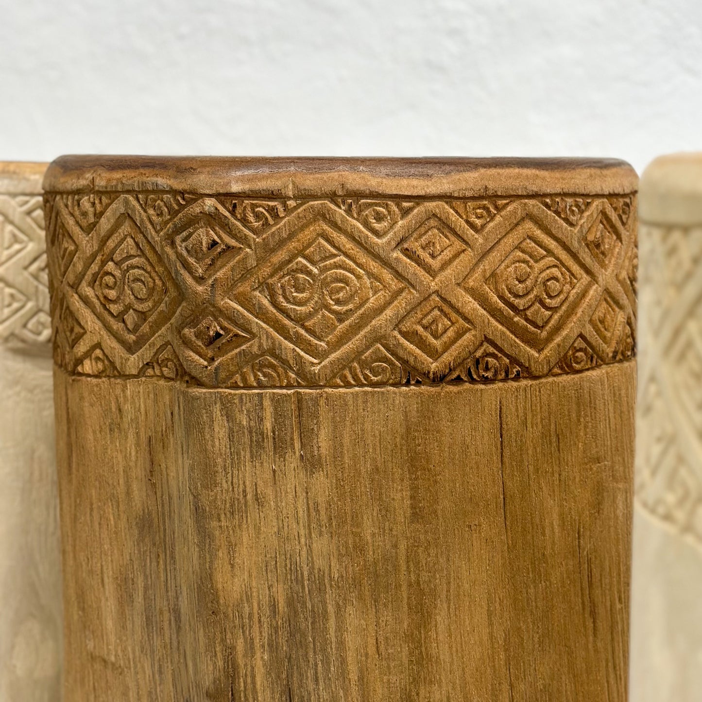 Carved Teak Log Stool