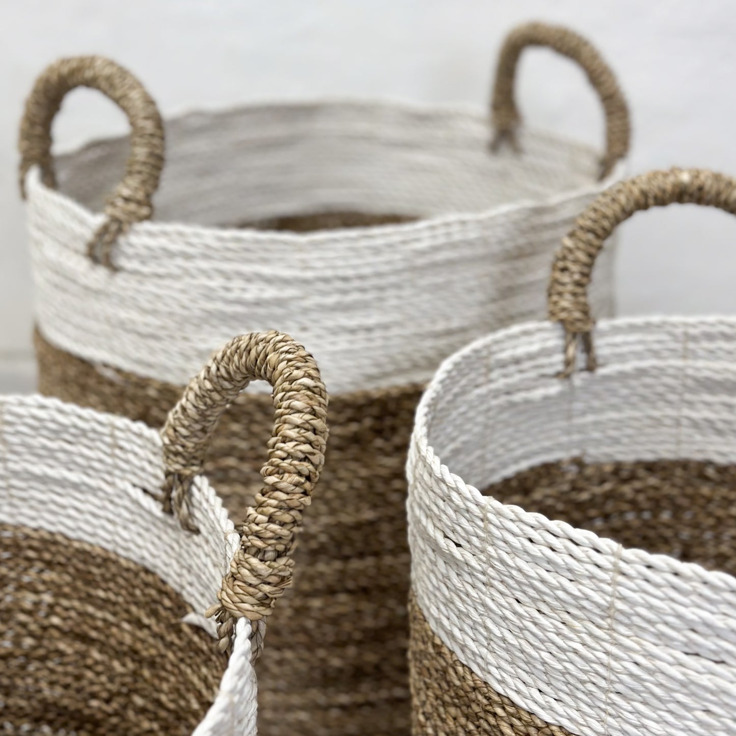 White & Natural Sea Grass Basket