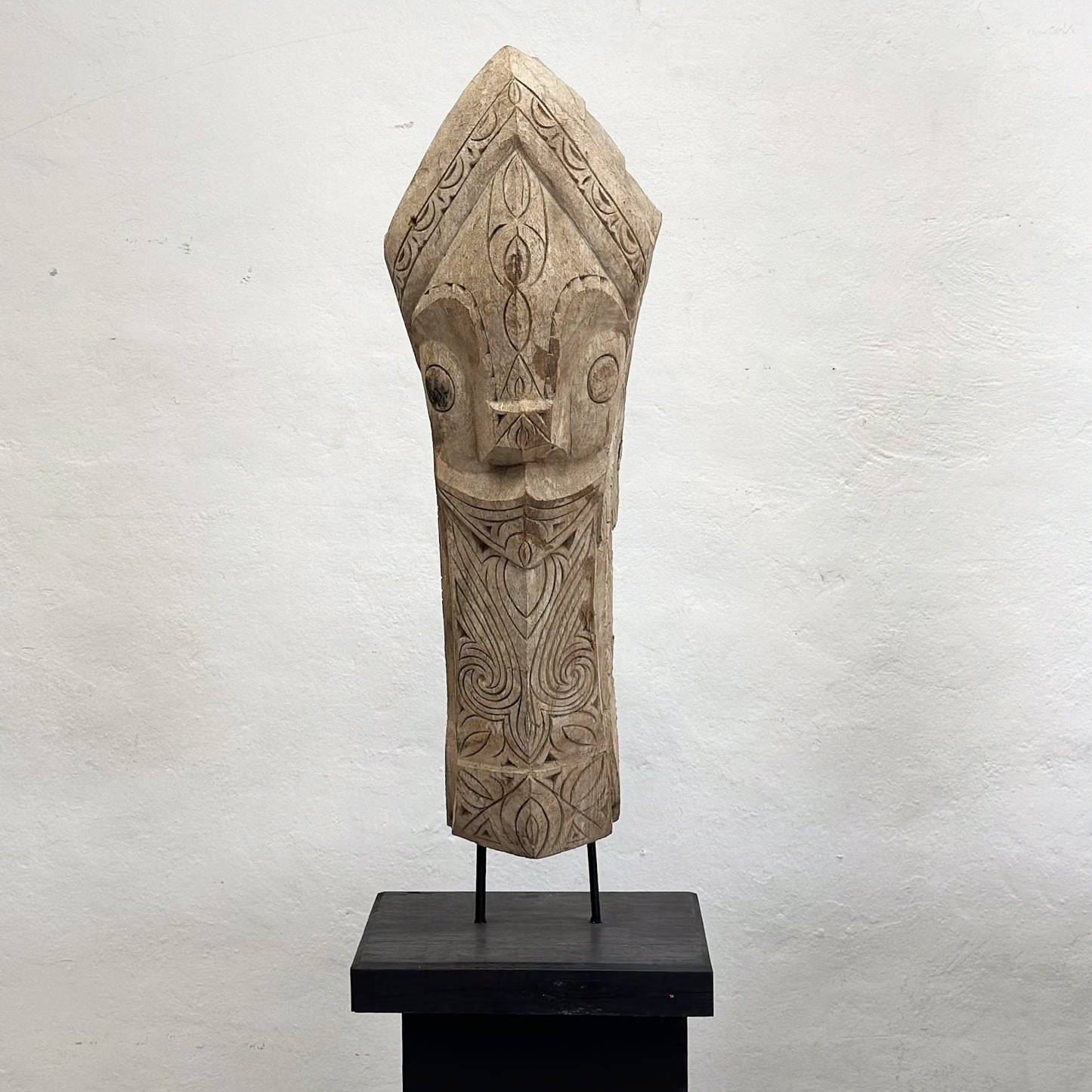 Carved Lion Batak Statue on Stand
