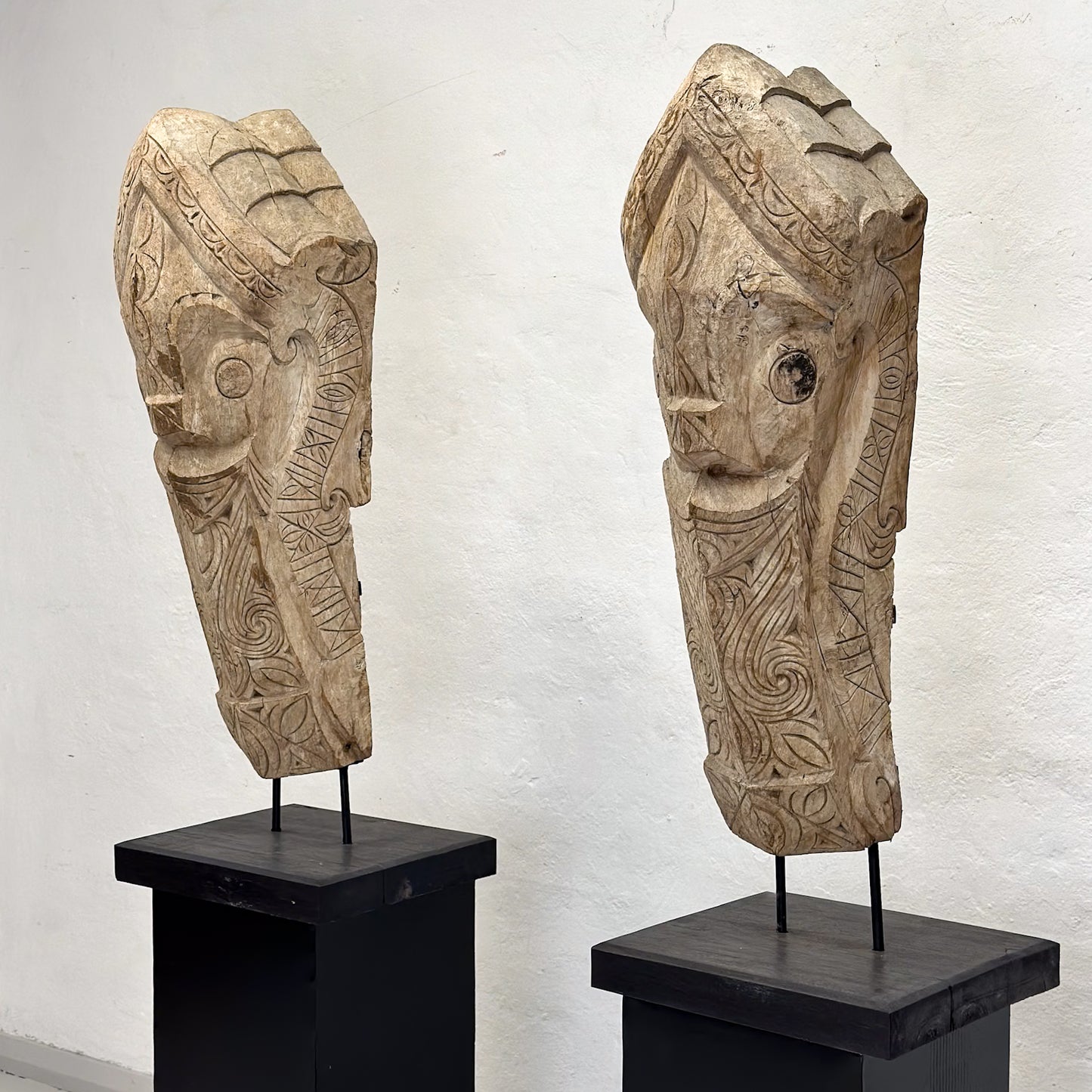 Carved Lion Batak Statue on Stand