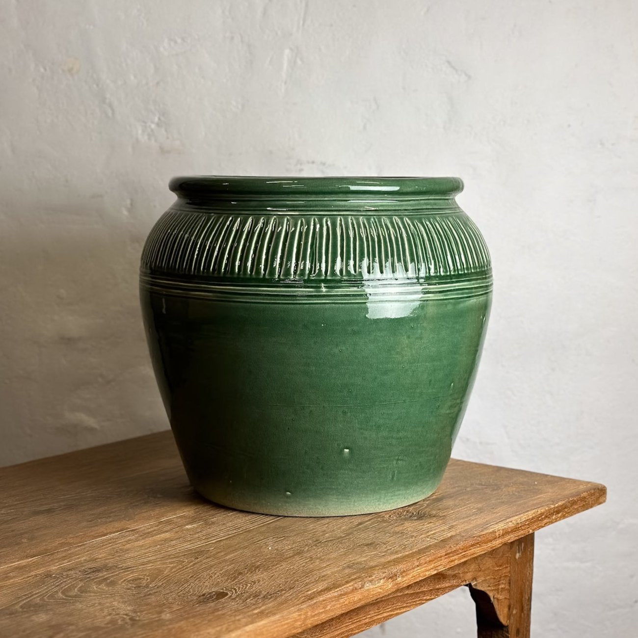 Glazed Planter with Scored Shoulder