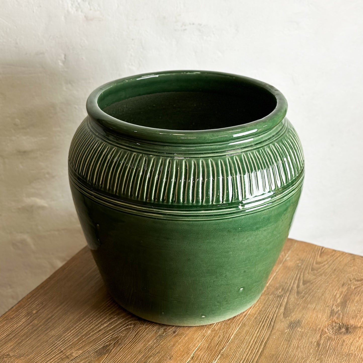 Glazed Planter with Scored Shoulder